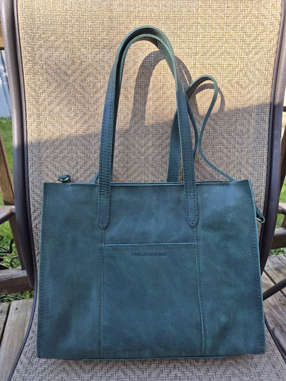 Portland Leather East West Lola Zippered Crossbody Tote Green